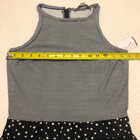 NWOT Loft Petite Dot Mixed Media Flair Dress - Picture 10 of 14